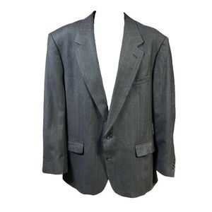 Vintage Rue Royale By Nino Cerruti Men Gray Pinstripe 80s Two Button Suit Jacket